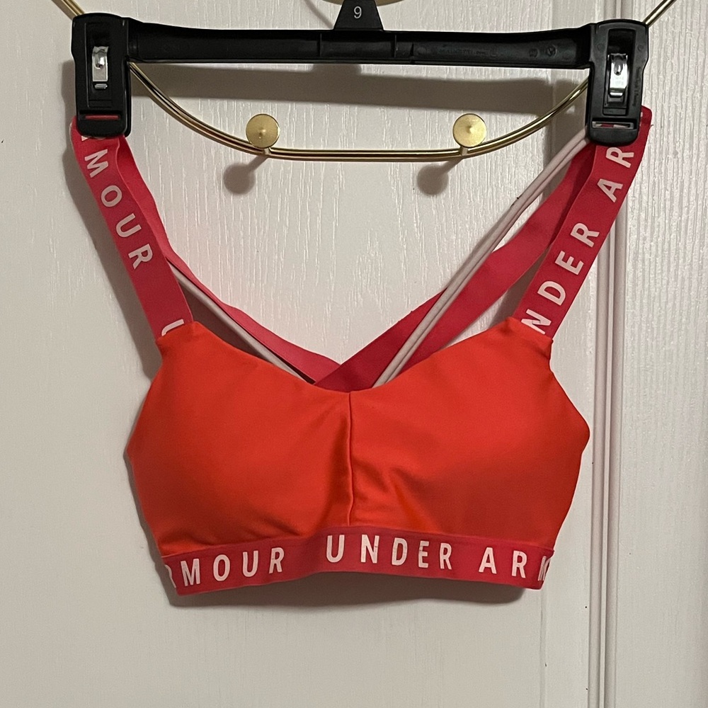 Neon Pink/Orange Under Armour Sports Bra